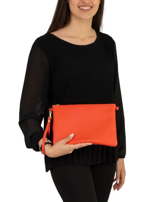 CLAUDIA Pochetă Dollar din piele cu curea de umăr coral - Genți femei
