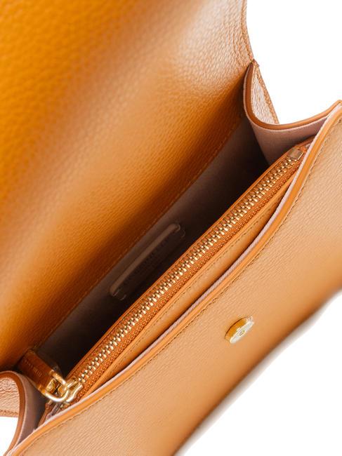 ANNE Geanta mini cu clapa din piele ciocanita paprika - Genți femei