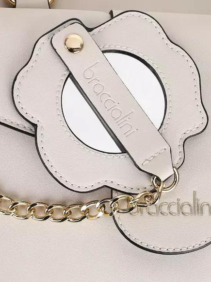 MIRROR  Geanta de mana, cu bareta de umar alb - Genți femei