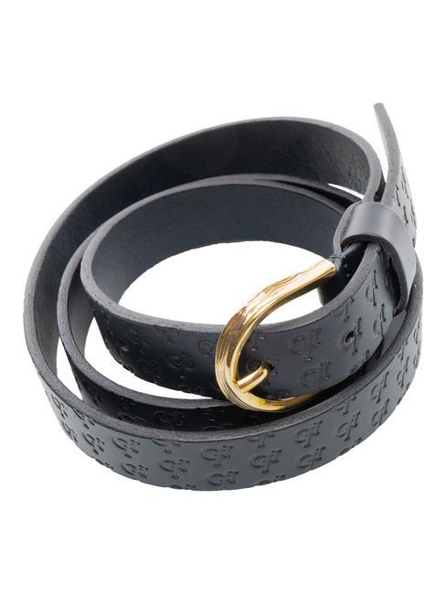 EMBOSSED Curea de piele albastru - Curele