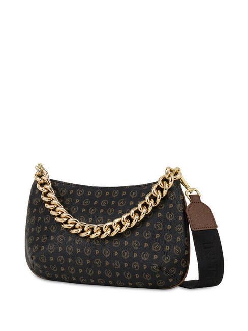 HERITAGE Geantă de umăr cu mâner cu lanț negru maro - Genți femei