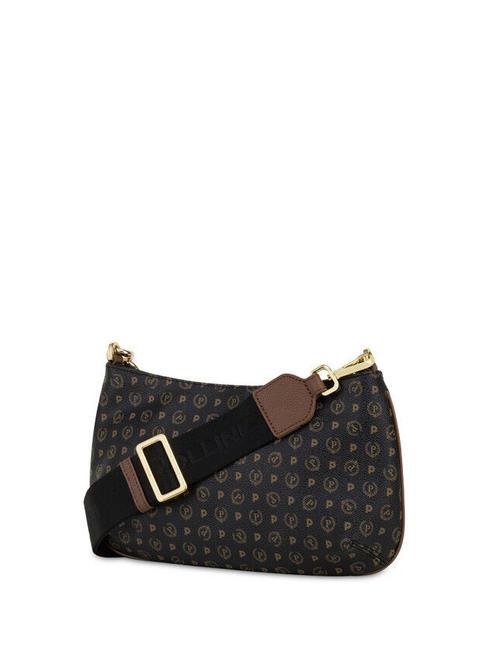 HERITAGE Geantă de umăr cu mâner cu lanț negru maro - Genți femei