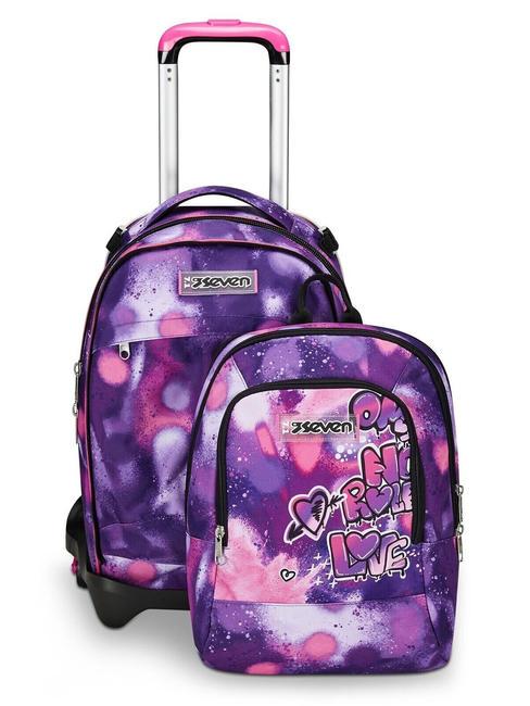DETACH BUBBLE STREET Troler dublu de rucsac detasabil VIOLET ROSE - Rucsacuri cu role