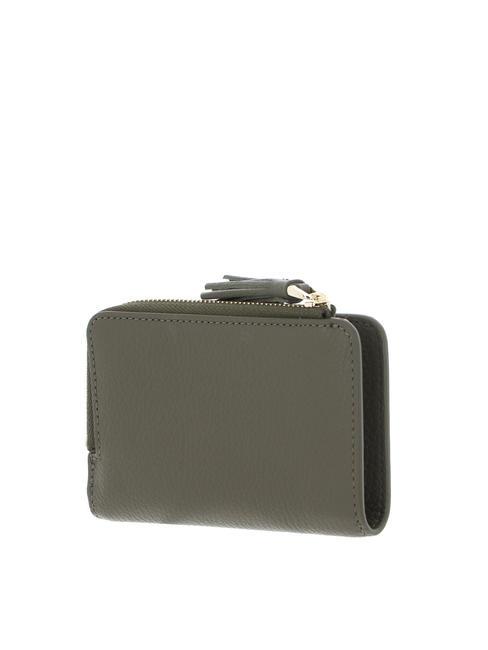 TASSEL Portofel din piele pietrișată verde laur - Portofele femei