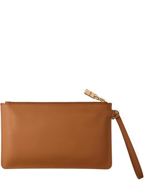 LETTERING Pochette din piele cu manseta caramel - Genți femei