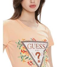 GUESS TRIANGLE FLOWERS Tricou din bumbac stretch cerul piersicului - tricou - 3