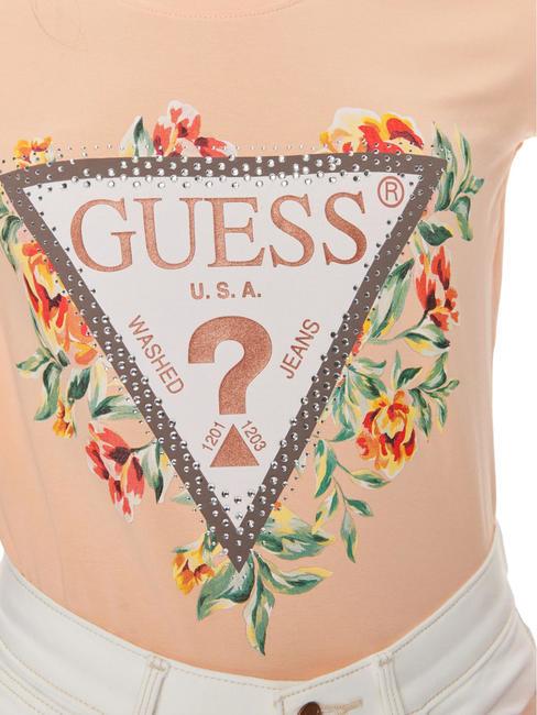 TRIANGLE FLOWERS Tricou din bumbac stretch cerul piersicului - tricou