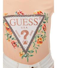 GUESS TRIANGLE FLOWERS Tricou din bumbac stretch cerul piersicului - tricou - 4