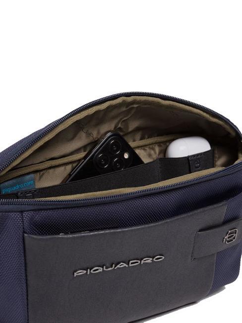 BRIEF 2 Geanta cu curea din piele si stofa albastru - Borsete de brâu