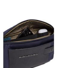 PIQUADRO BRIEF 2 Geanta cu curea din piele si stofa albastru - Borsete de brâu - 3