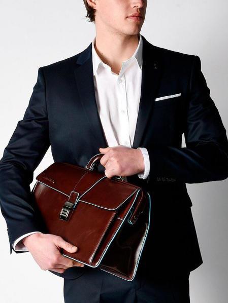 BLUE SQUARE  Geanta Doctor din piele mahon - Serviete birou