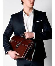 PIQUADRO BLUE SQUARE  Geanta Doctor din piele mahon - Serviete birou - 5