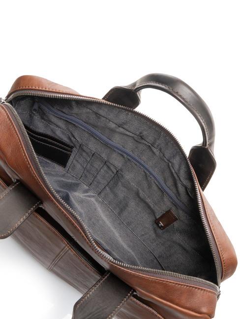 CAMPIONARIO - PYRAMID Servieta din piele, suport pc 15". BROWN - Serviete birou