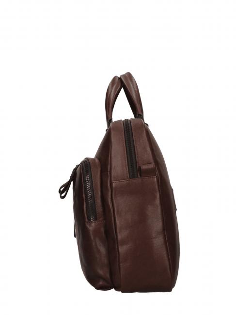 CAMPIONARIO - HARPER Servieta pentru laptop de 15,6 inchi, din piele cu părul negru - Serviete birou