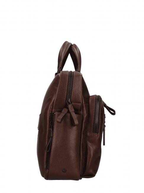 CAMPIONARIO - HARPER Servieta pentru laptop de 15,6 inchi, din piele cu părul negru - Serviete birou