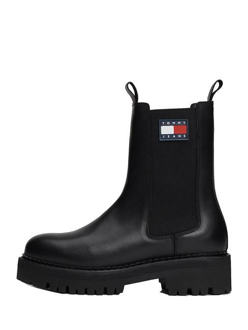 TOMMY JEANS Urban Chelsea Botine din piele BLACK - Pantofi femei