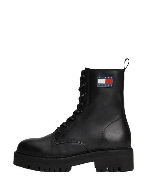 TOMMY JEANS Urban Lace Up Botine din piele BLACK - Pantofi femei