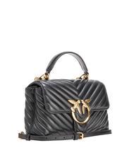 PINKO LOVE LADY PUFF Geantă de m&acirc;nă mini, cu curea de umăr aur negru-vechi - Genți femei - 2