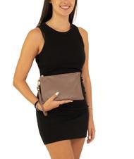 LESAC ROBERTA Pochetă Dollar din piele taupe - Genți femei - 4