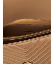 PINKO CLASSIC LOVE ONE Geanta din piele Nappa biscuit de ghimbir-aur antic - Genți femei - 3