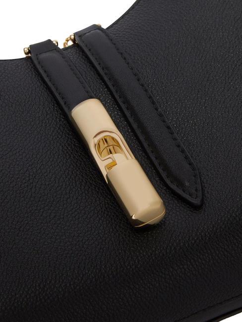 GOCCIA Geanta de umar din piele ciocanita negru - Genți femei