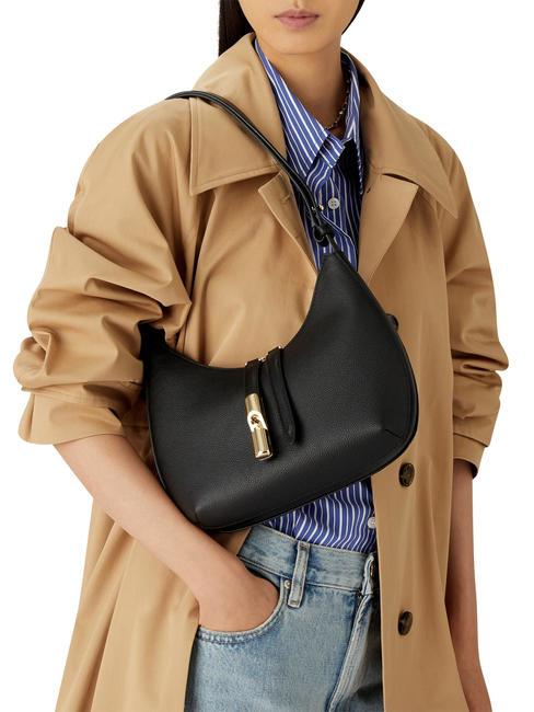 GOCCIA Geanta de umar din piele ciocanita negru - Genți femei