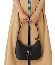 FURLA GOCCIA Geanta de umar din piele ciocanita negru - Genți femei - 7