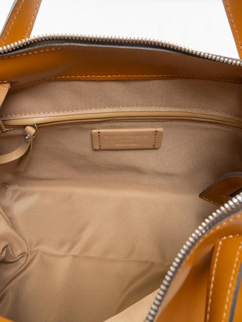 ORIGAMI Geanta de mana, cu bareta de umar, din piele bronza - Genți femei