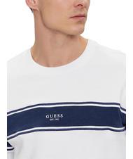 GUESS INSERTED STRIPE Hanorac din bumbac cu gât alb purpuriu - hanorace - 4