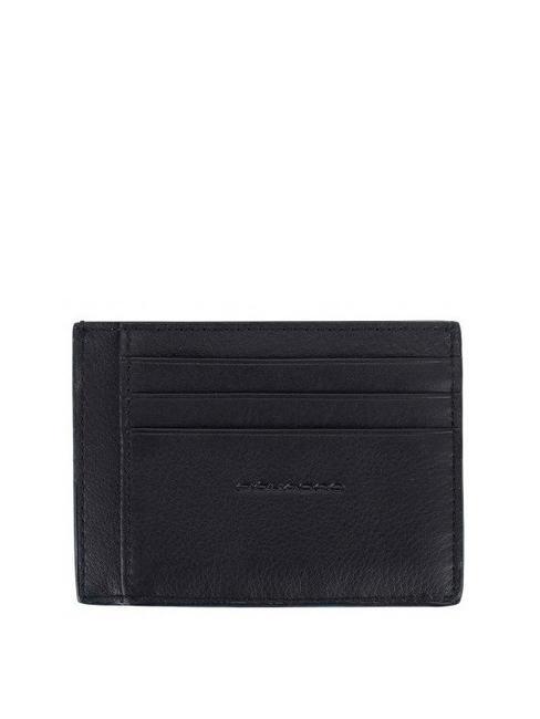 BLACK SQUARE Suport plat pentru card din piele negru - Portofele bărbați