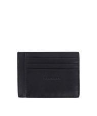 PIQUADRO BLACK SQUARE Suport plat pentru card din piele negru - Portofele bărbați - 2