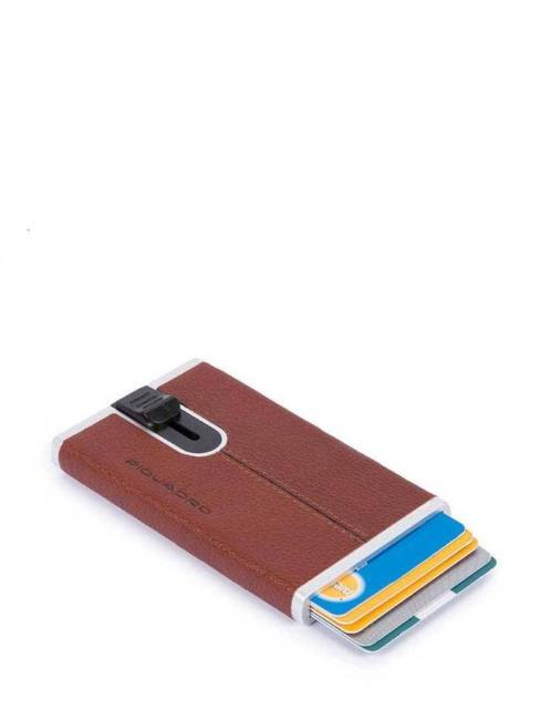  BLACK SQUARE Suport pentru card metalic acoperit &icirc;n piele PIELE - Portofele bărbați