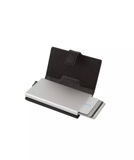 BLACK SQUARE Suport card din piele negru - Portofele bărbați