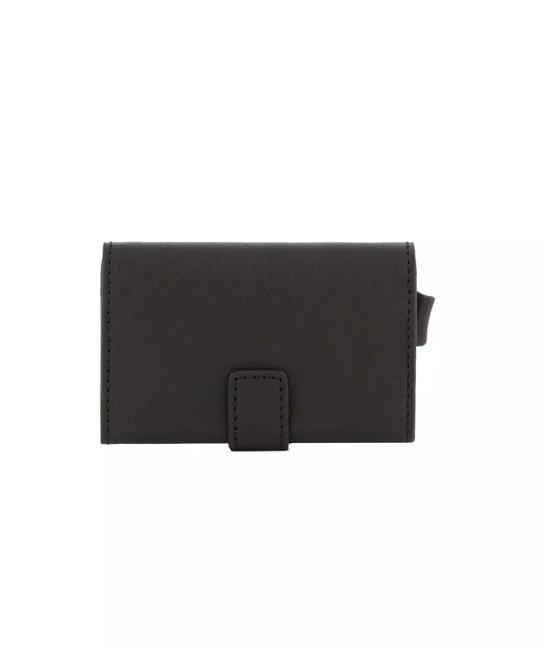 BLACK SQUARE Suport card din piele negru - Portofele bărbați
