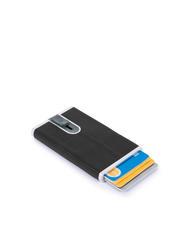 PIQUADRO  BLACK SQUARE Suport pentru card metalic acoperit &icirc;n piele negru - Portofele bărbați - 2