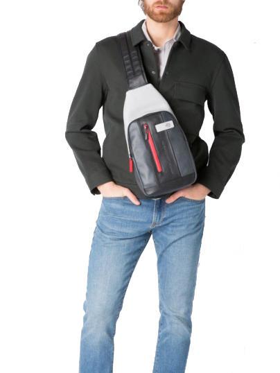 URBAN Geantă din piele pentru un singur umăr gri/negru - Rucsacuri pentru laptop
