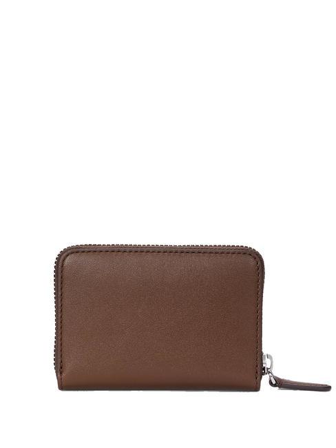 RL LOGO Portofel mic din piele cu fermoar mahon închis - Portofele femei