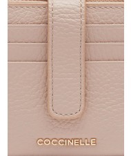 COCCINELLE METALLIC SOFT Mini portofel din piele rozete - Portofele femei - 3