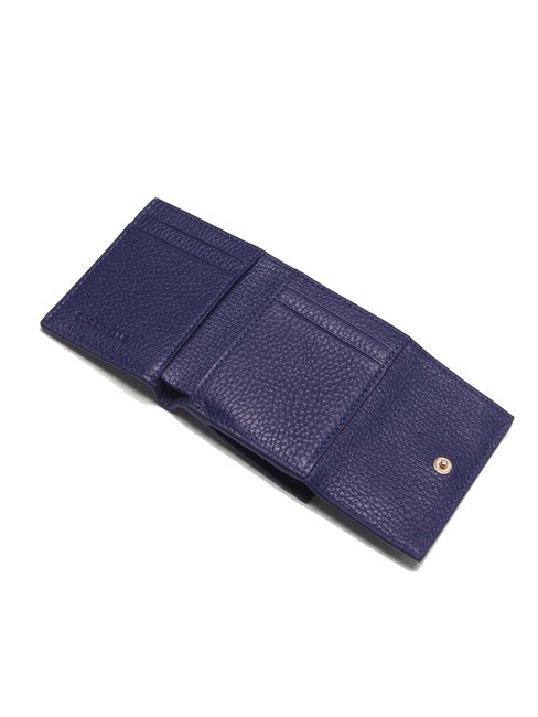 METALLIC SOFT Portofel din piele pietrișată albastru regal - Portofele femei