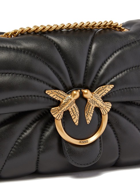 LOVE PUFF MINI Geantă mini de umăr din nappa aur negru-vechi - Genți femei