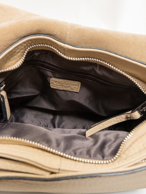 SIERRA Geanta din piele cu bareta de umar BEIGE - Genți femei