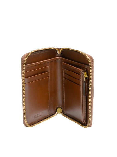 DOMITILLA Portofel mediu din piele cu fermoar BROWN - Portofele femei