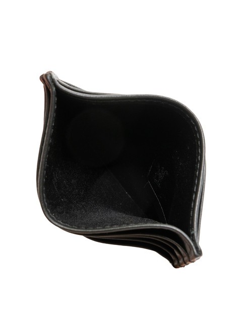 EMBOSSED LOGO Suport plat pentru card din piele negru - Portofele bărbați