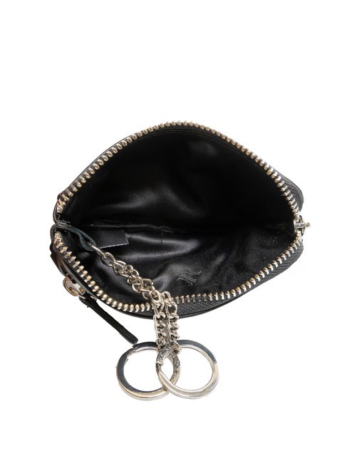 EMBOSSED LOGO Husa pentru chei din piele cu 2 inele negru - Portchei