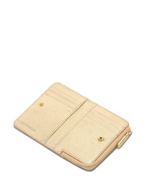 METALLIC SOFT Suport card din piele de aur - Portofele femei
