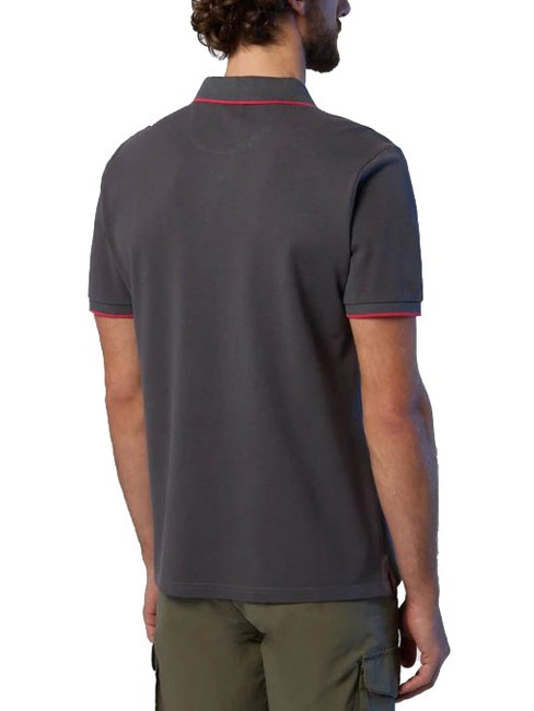 COLLAR STRIPED Tricou polo cu maneca scurta din bumbac gri de fier - maiou Polo