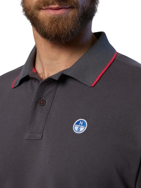 COLLAR STRIPED Tricou polo cu maneca scurta din bumbac gri de fier - maiou Polo