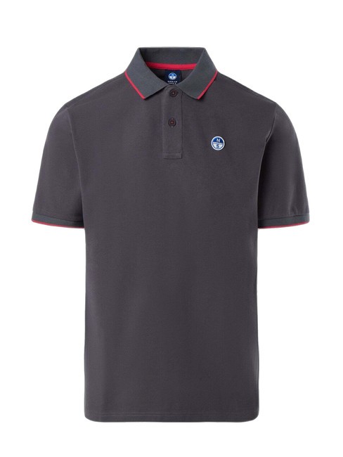 COLLAR STRIPED Tricou polo cu maneca scurta din bumbac gri de fier - maiou Polo