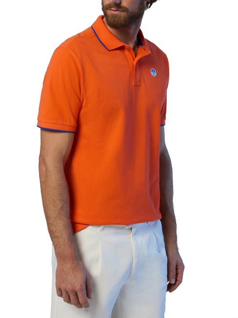 COLLAR STRIPED Tricou polo cu maneca scurta din bumbac portocaliu flacără - maiou Polo