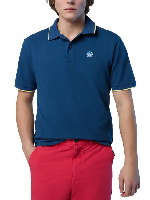 COLLAR STRIPED Tricou polo cu maneca scurta din bumbac denim &icirc;nchis la culoare - maiou Polo